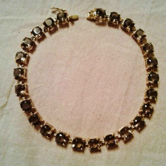 14K SOLID YG 10CT Smoky Quartz Cushion Cut Bracelet - Picture 3 of 7